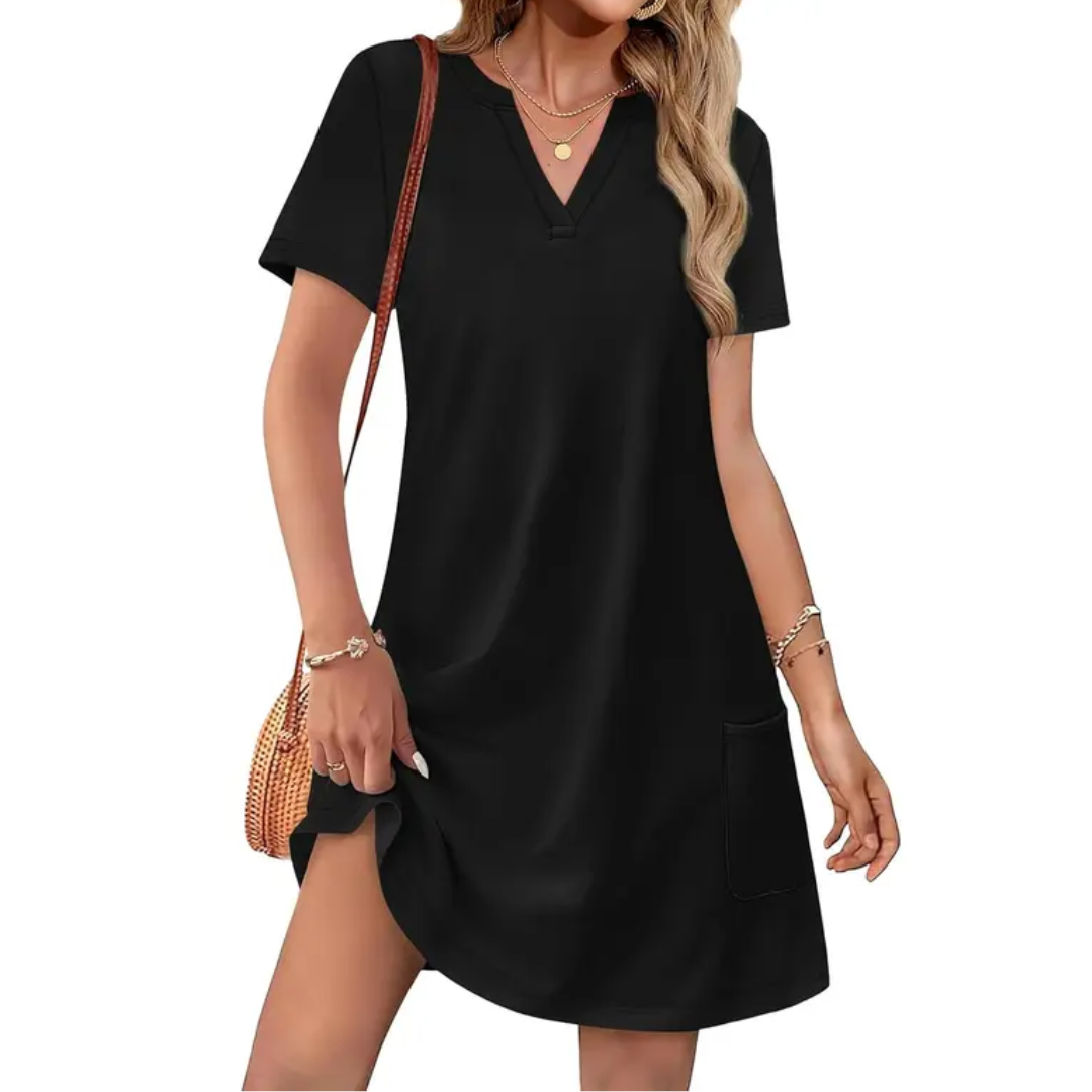 WISTERIA™ – Relaxed Boho V-Neck Dress