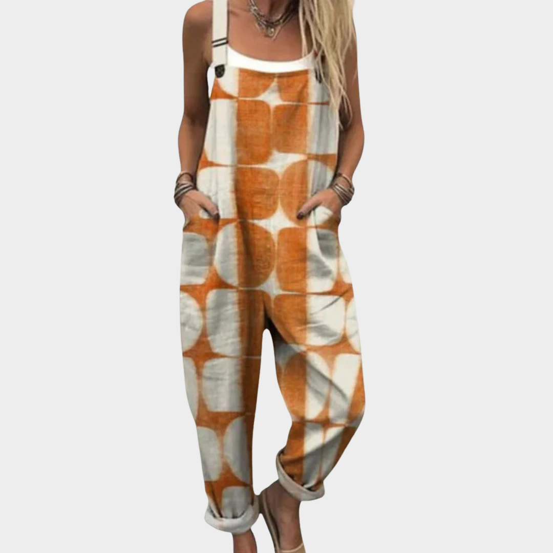 Women's Loose Fit Printed Dungarees