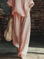 Samantha V-Neck Shirt and Trousers Set