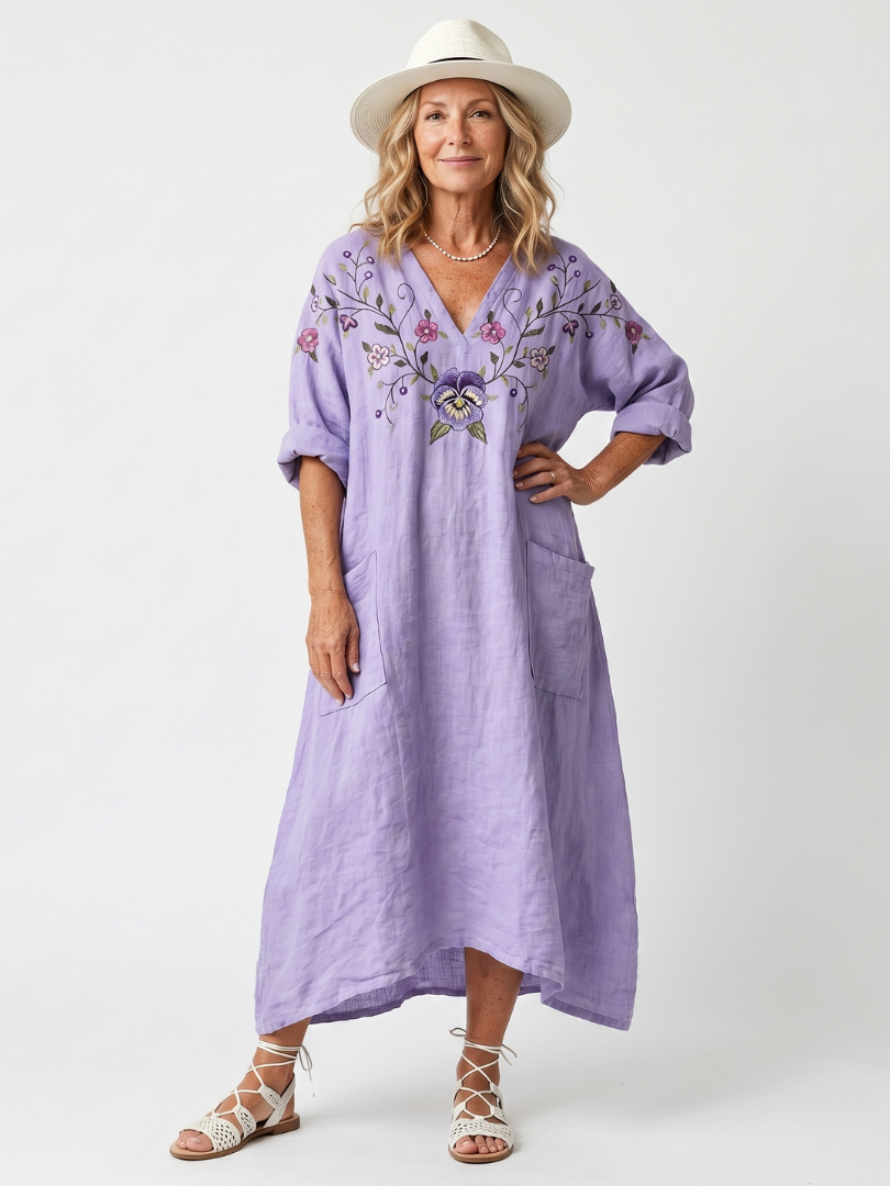 Tavi | Floral Oversized Pocket Midi Dress - Floral