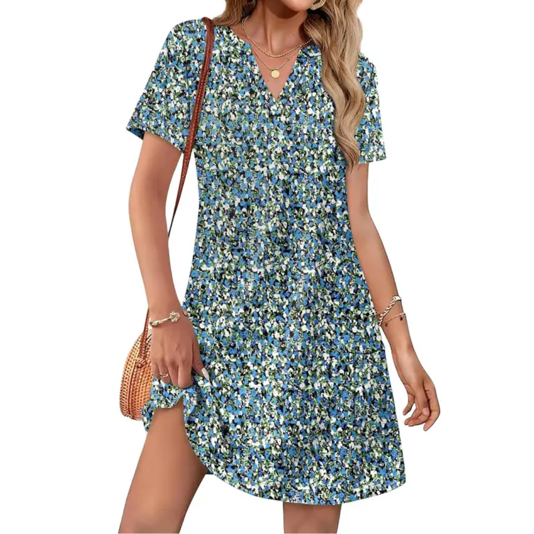 WISTERIA™ – Relaxed Boho V-Neck Dress