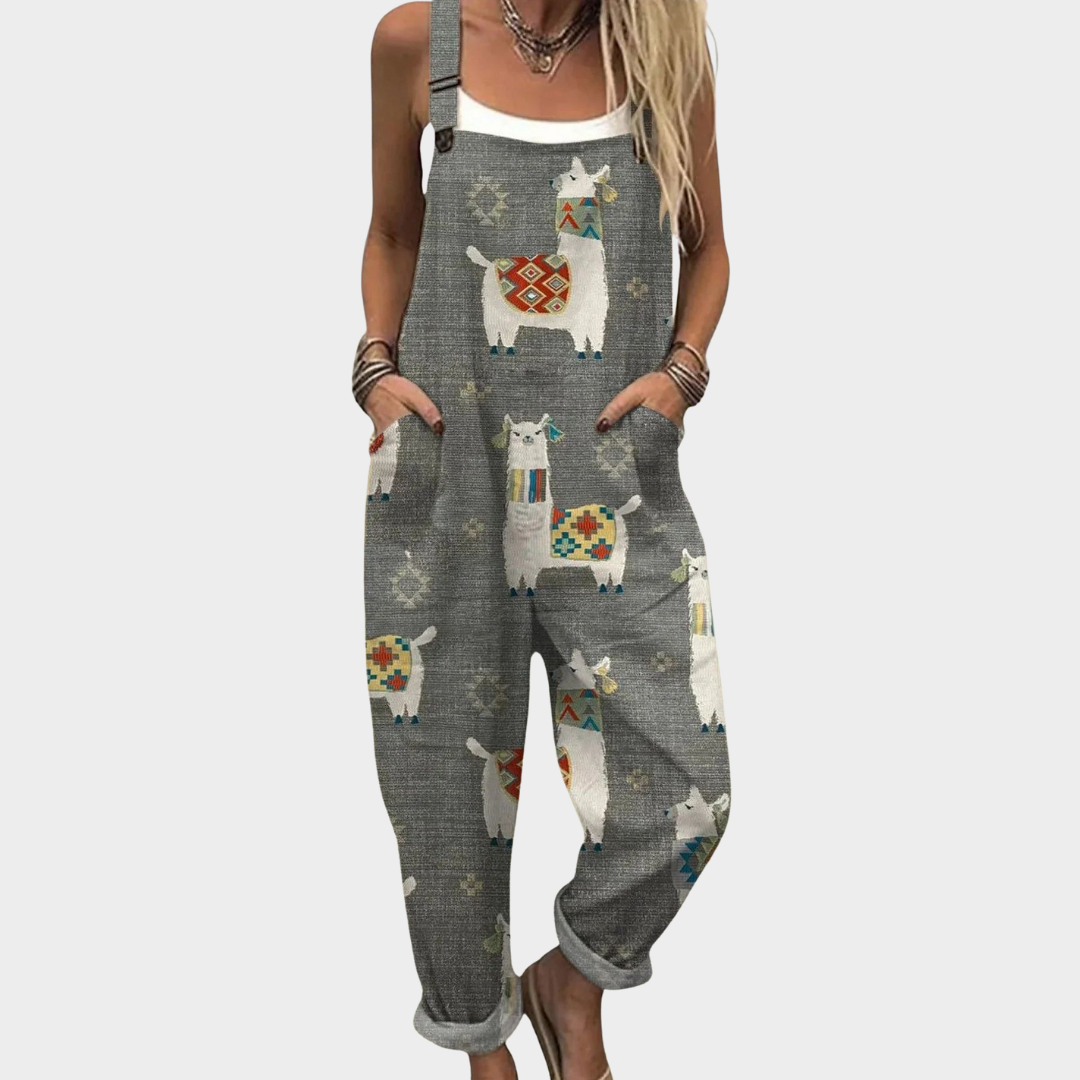 Women's Printed Relaxed Fit Dungarees