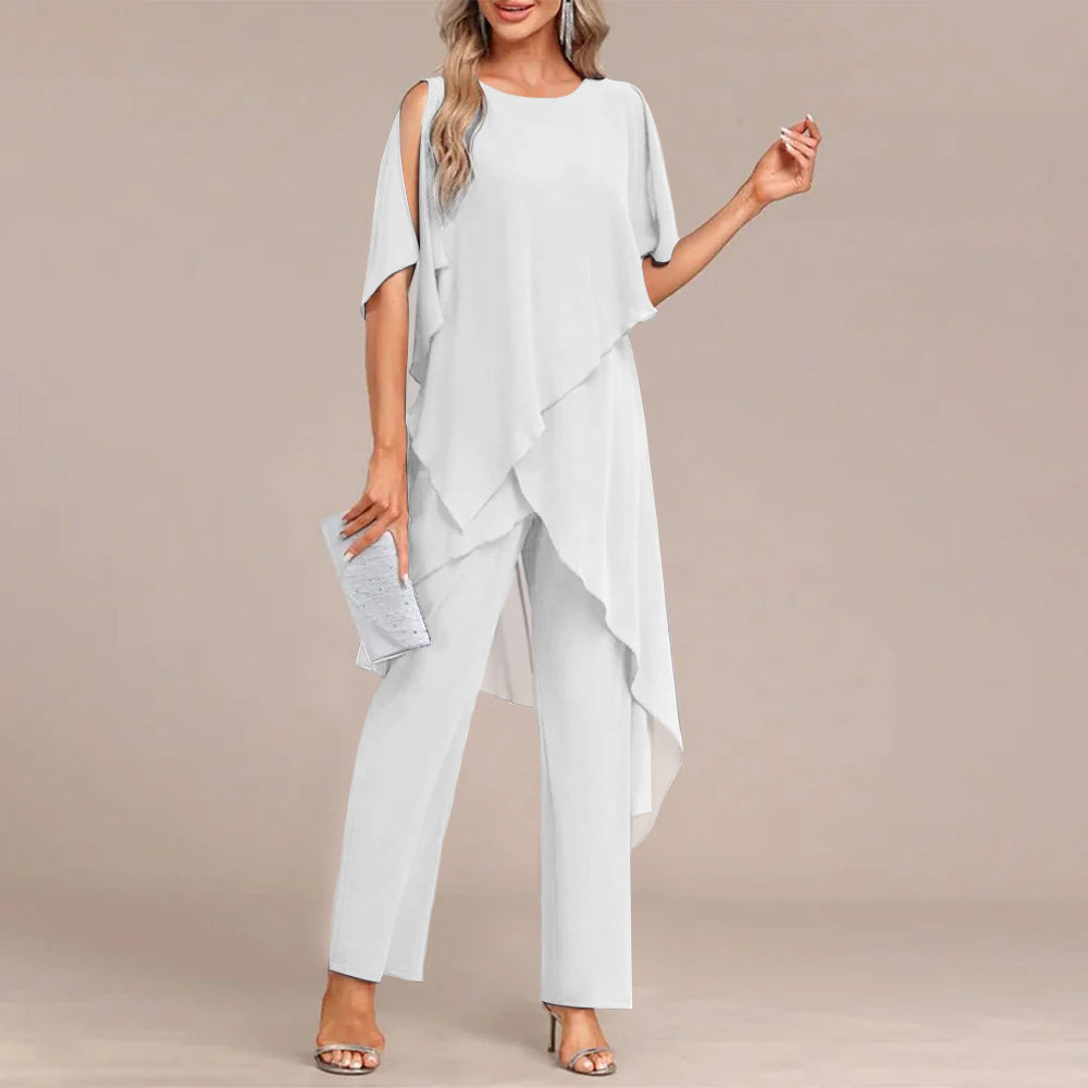 Skye | Round Neck Two-Piece Set - White