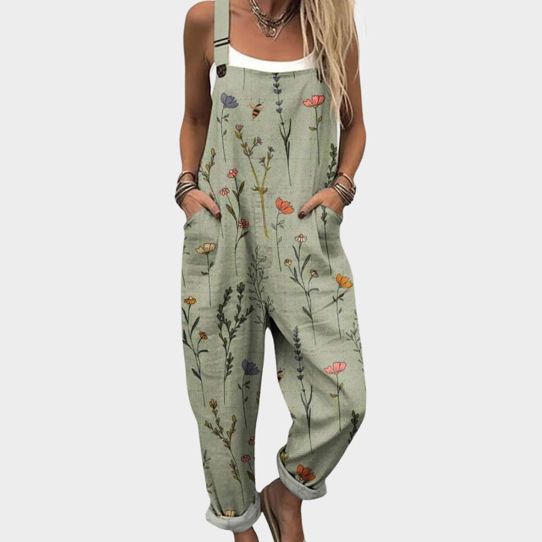 Women's Printed Loose Fit Dungarees