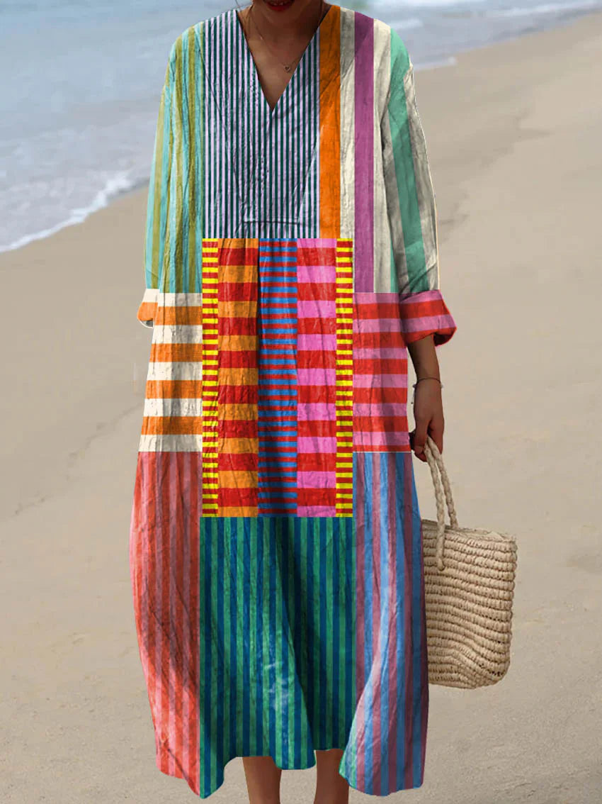 ELARA | MULTICOLOUR PATCHWORK MAXI DRESS