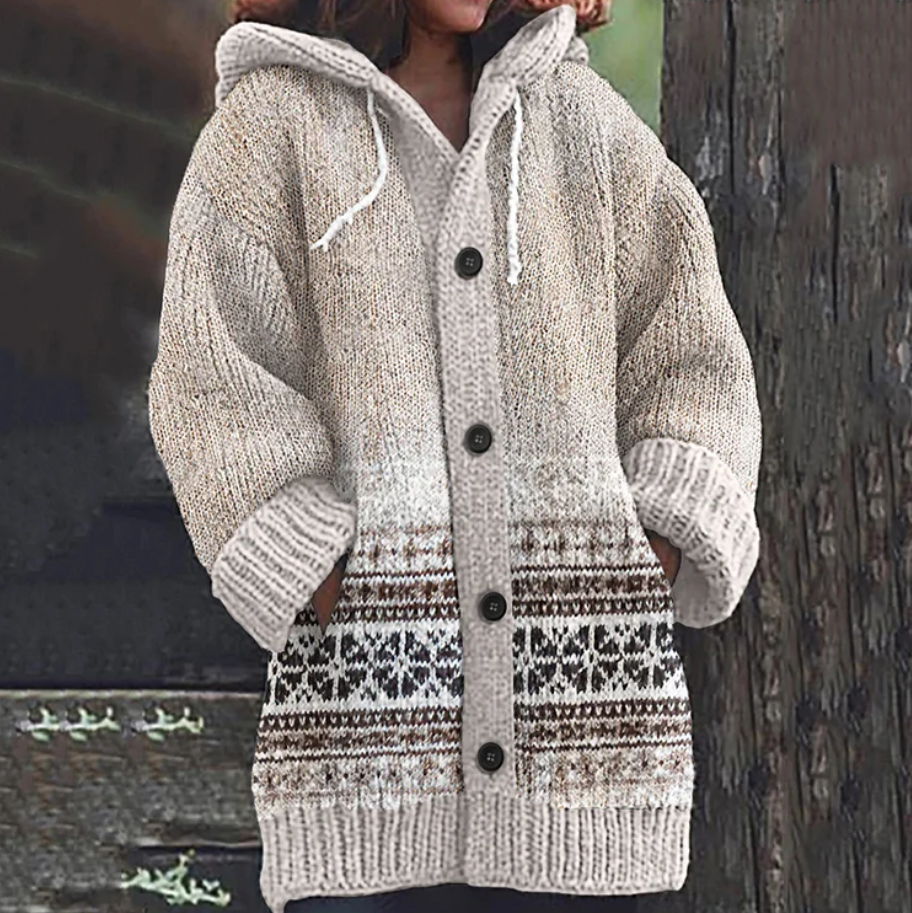 Adaline | Nordic Hooded Cardigan - Brown