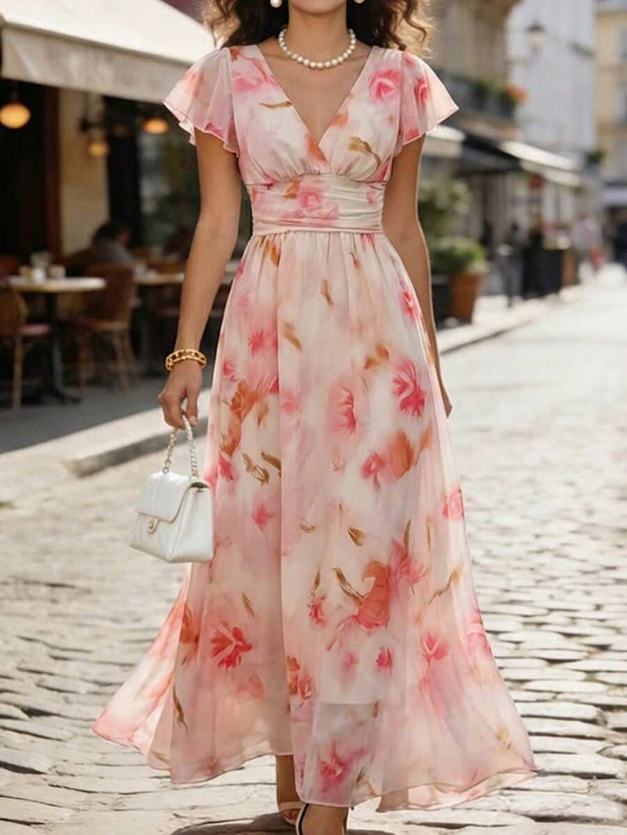 Winifred | Floral V-Neck Midi Dress
