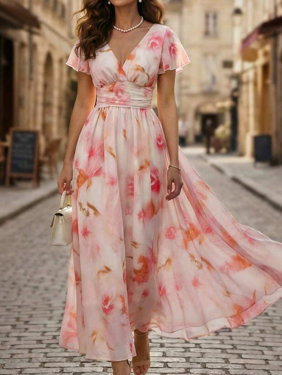 Winifred | Floral V-Neck Midi Dress