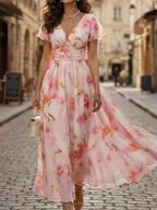 Winifred | Floral V-Neck Midi Dress