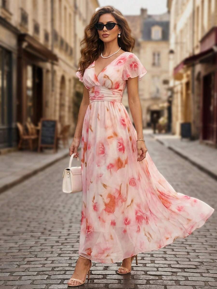 Winifred | Floral V-Neck Midi Dress