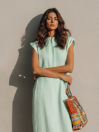 Mirelle – Mint Green Maxi Dress with Split Neck