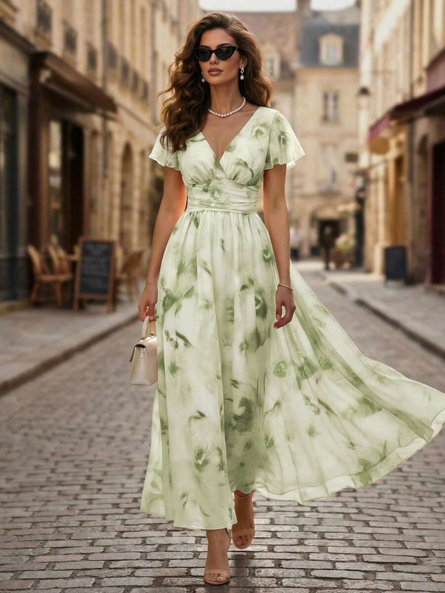 Winifred | Floral V-Neck Midi Dress