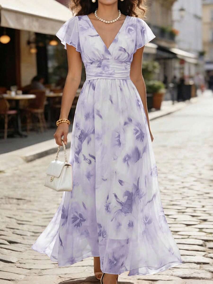 Winifred | Floral V-Neck Midi Dress