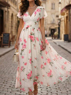 Winifred | Floral V-Neck Midi Dress