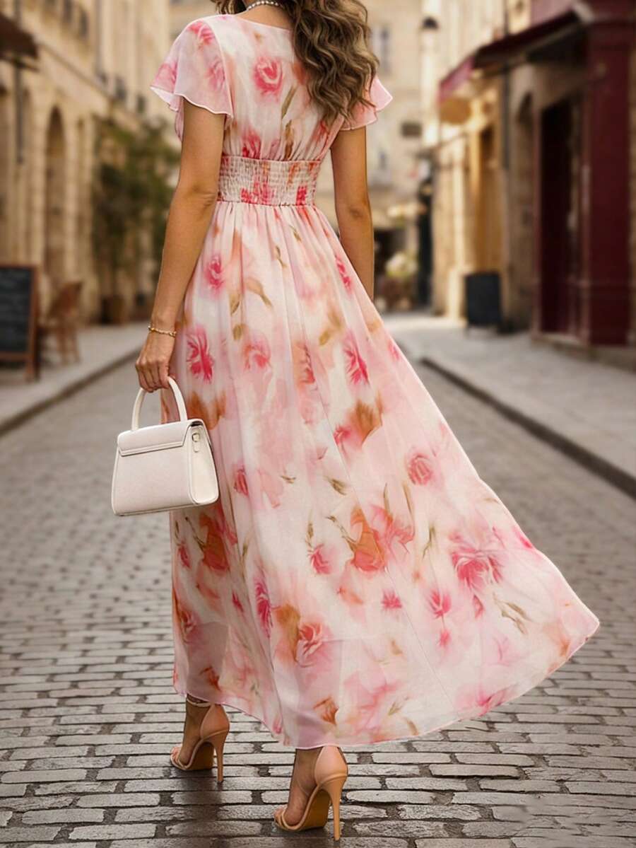Winifred | Floral V-Neck Midi Dress