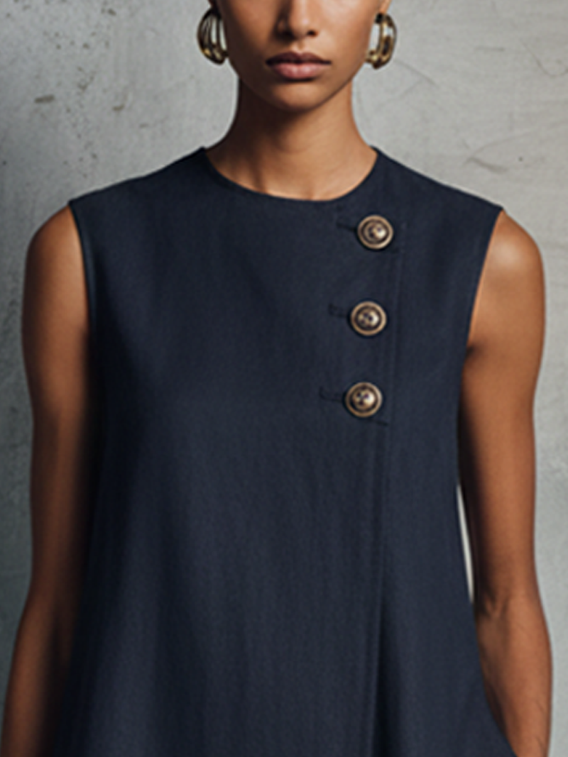 Aubrey Asymmetric Button Mini Dress