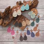 Eliana - Vintage Style Hollow-Out PU Leather Drop Earrings