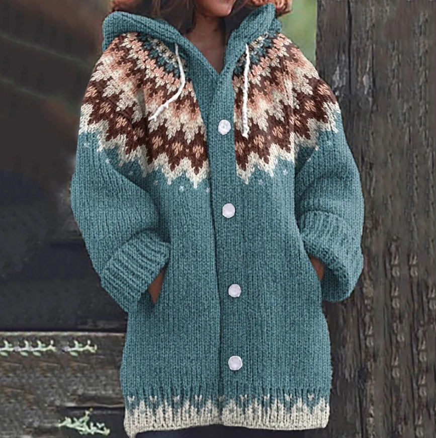 Selma | Cozy Hooded Cardigan - Light Blue