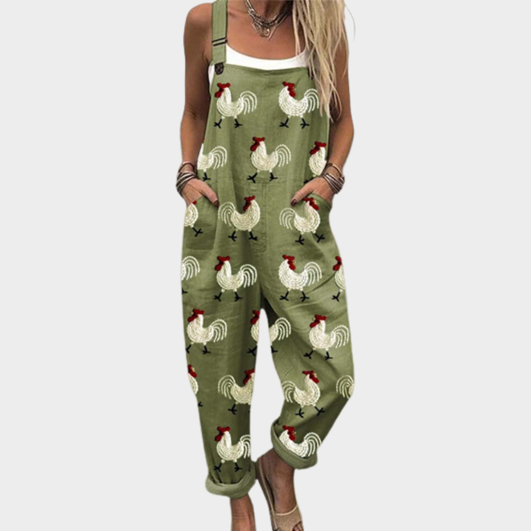 Women's Relaxed Fit Printed Dungarees