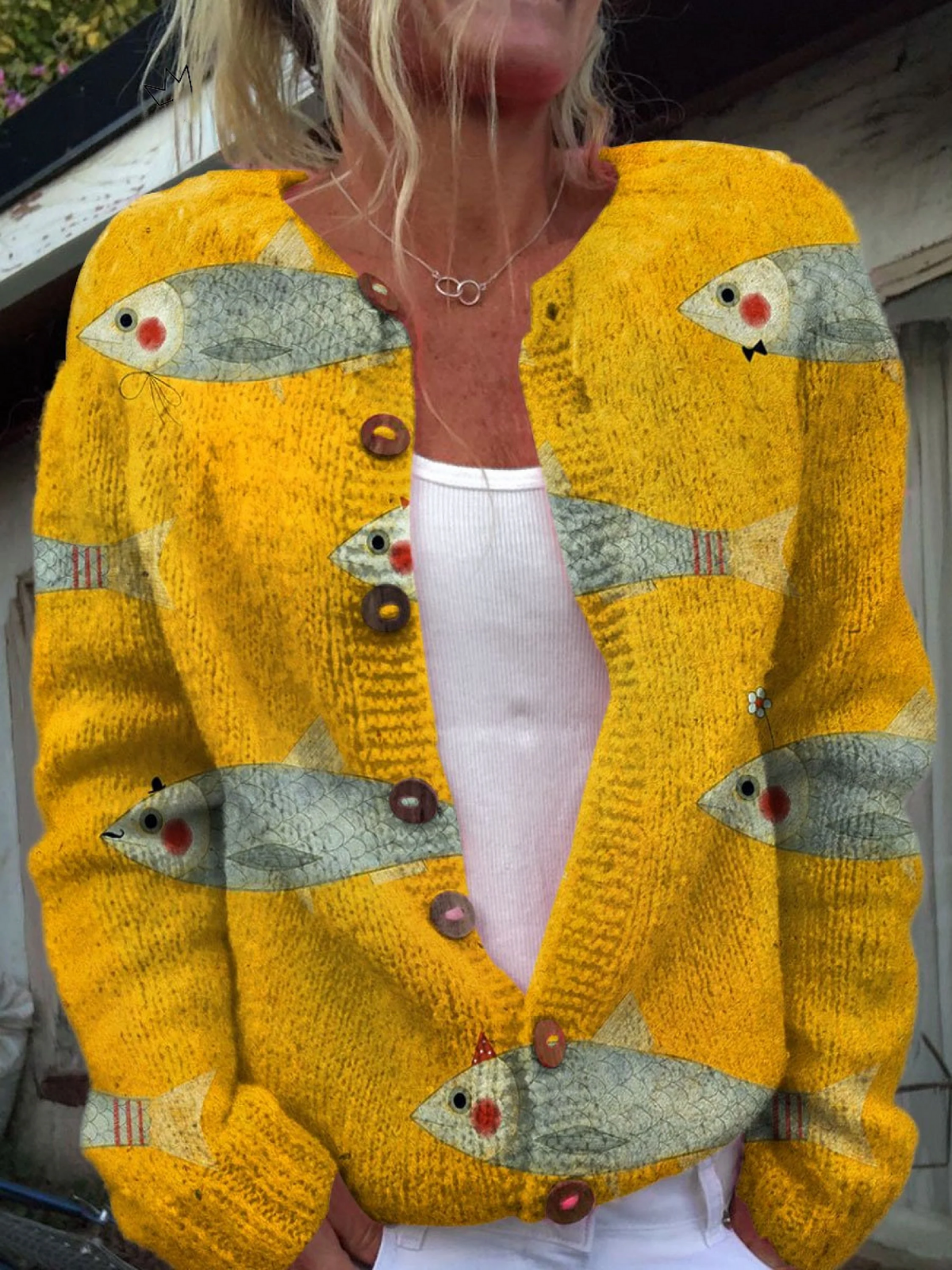 Anouk Vintage Knit Cardigan Sweater - Yellow