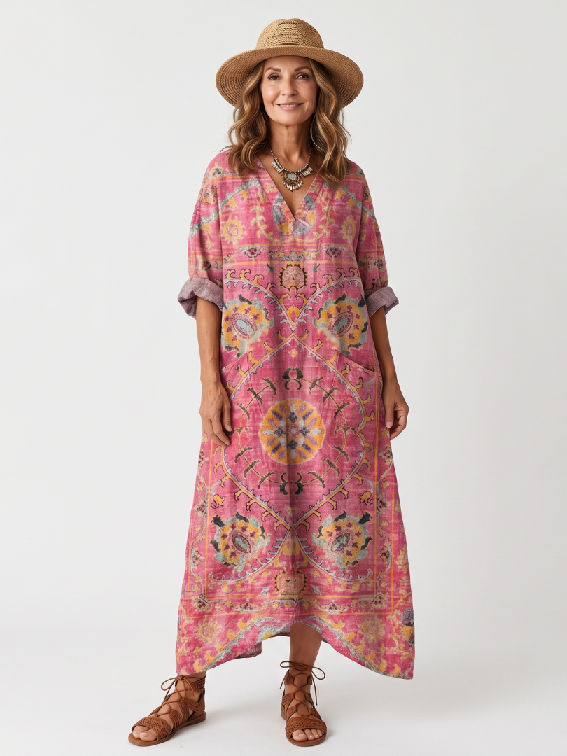 Tilda | Abstract Print Relaxed Pocket Midi Dress - Abstract Print