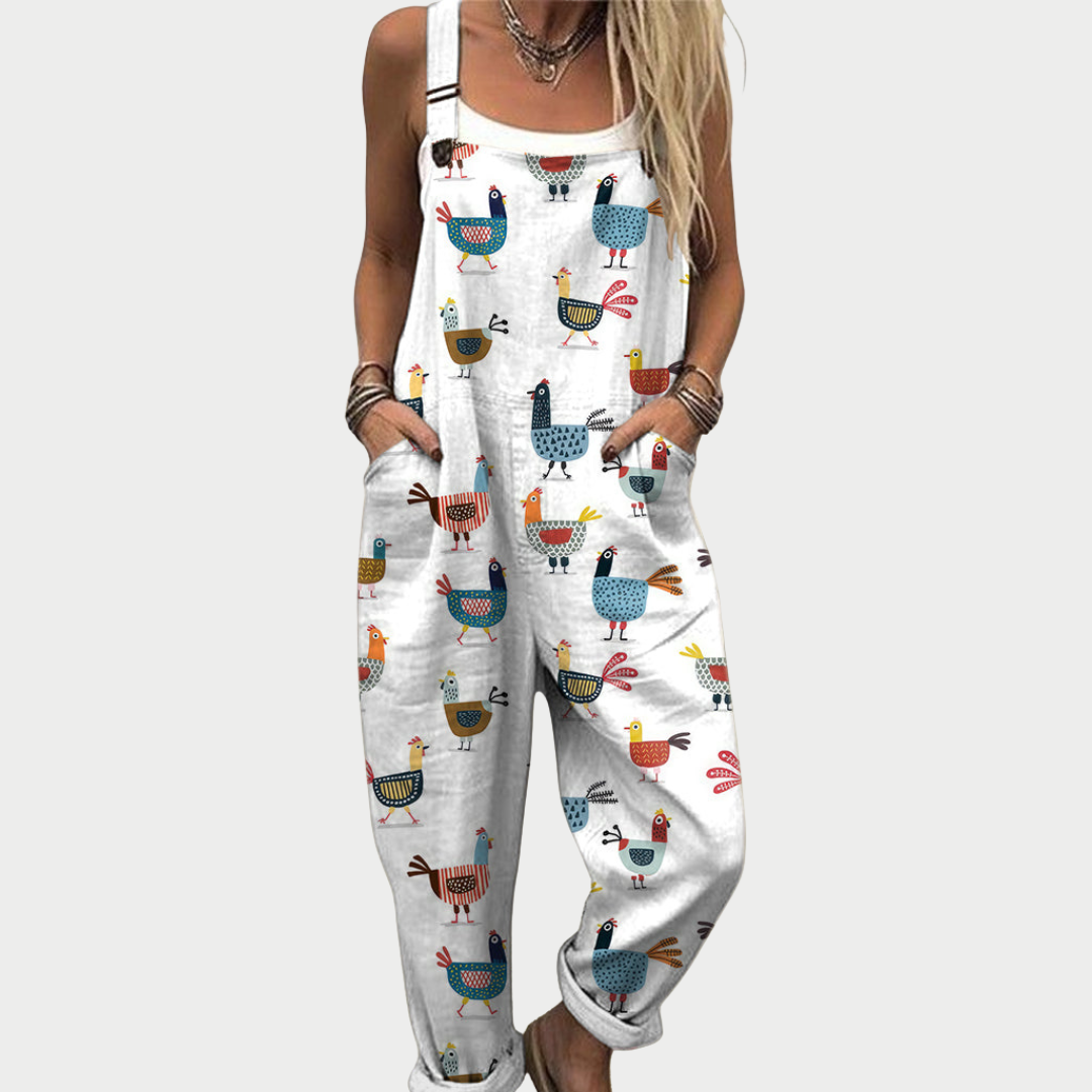 Women's Relaxed Fit Printed Dungarees