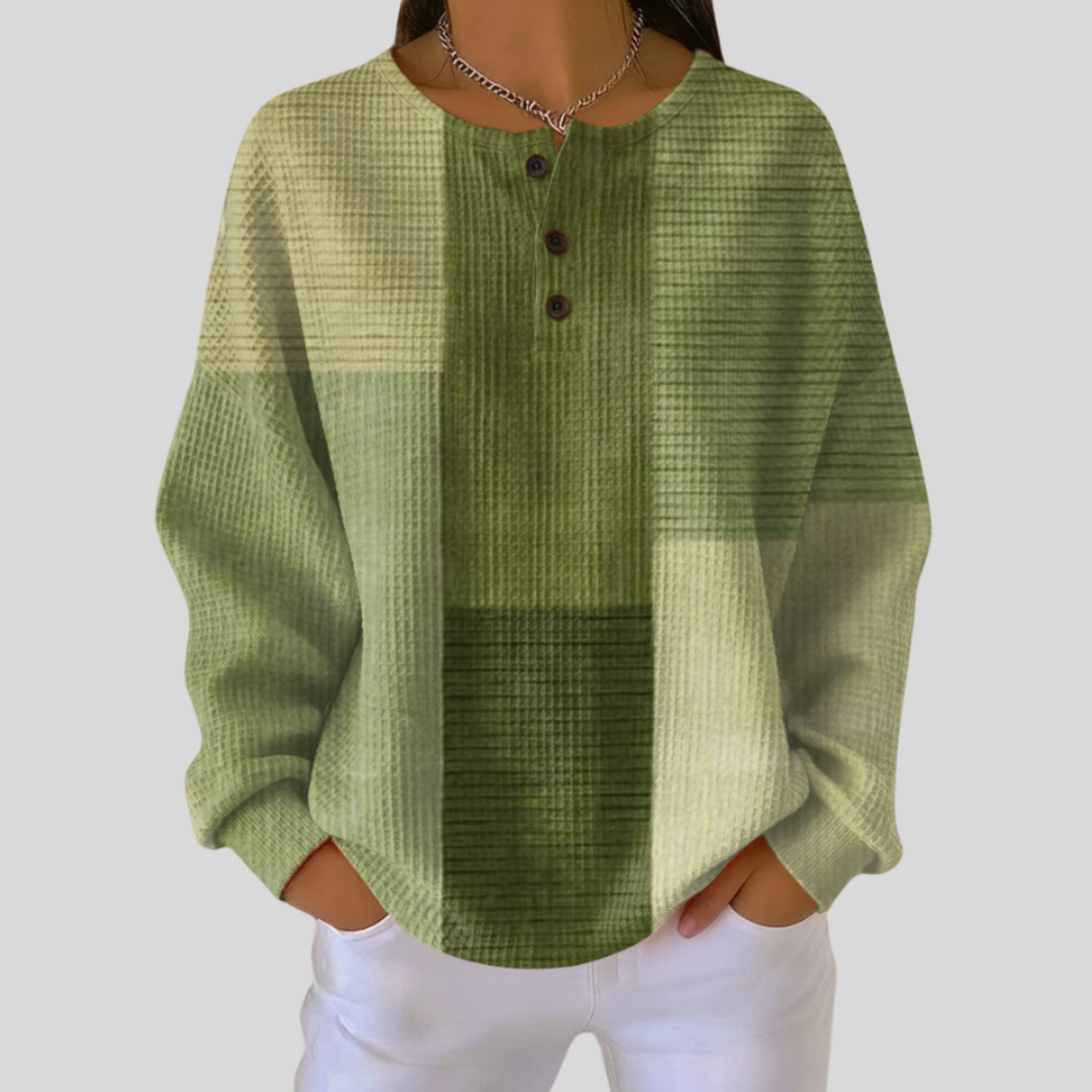 Diane | Waffle-Textured Henley Top - single