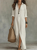 Celine™ | Black Maxi Dress with Buttons