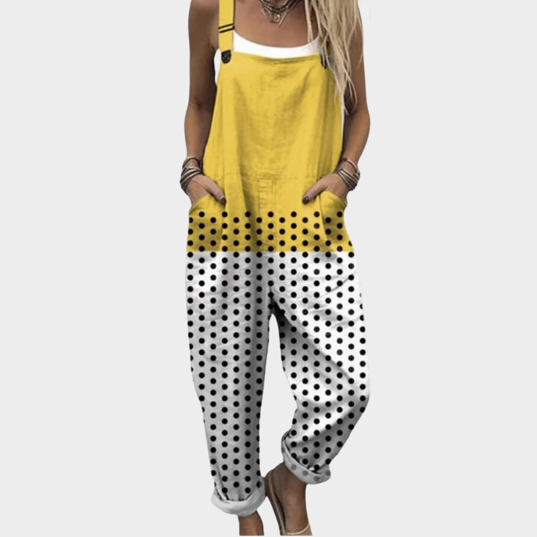Women's Loose Fit Printed Dungarees
