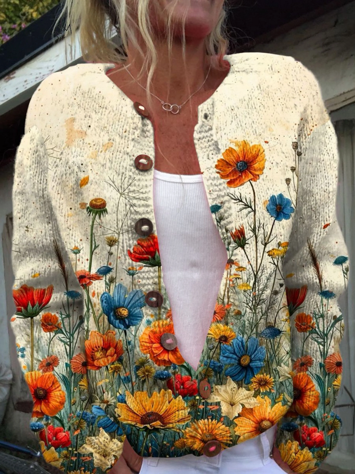 Tansy Vintage Floral Print Cardigan Sweater - Floral