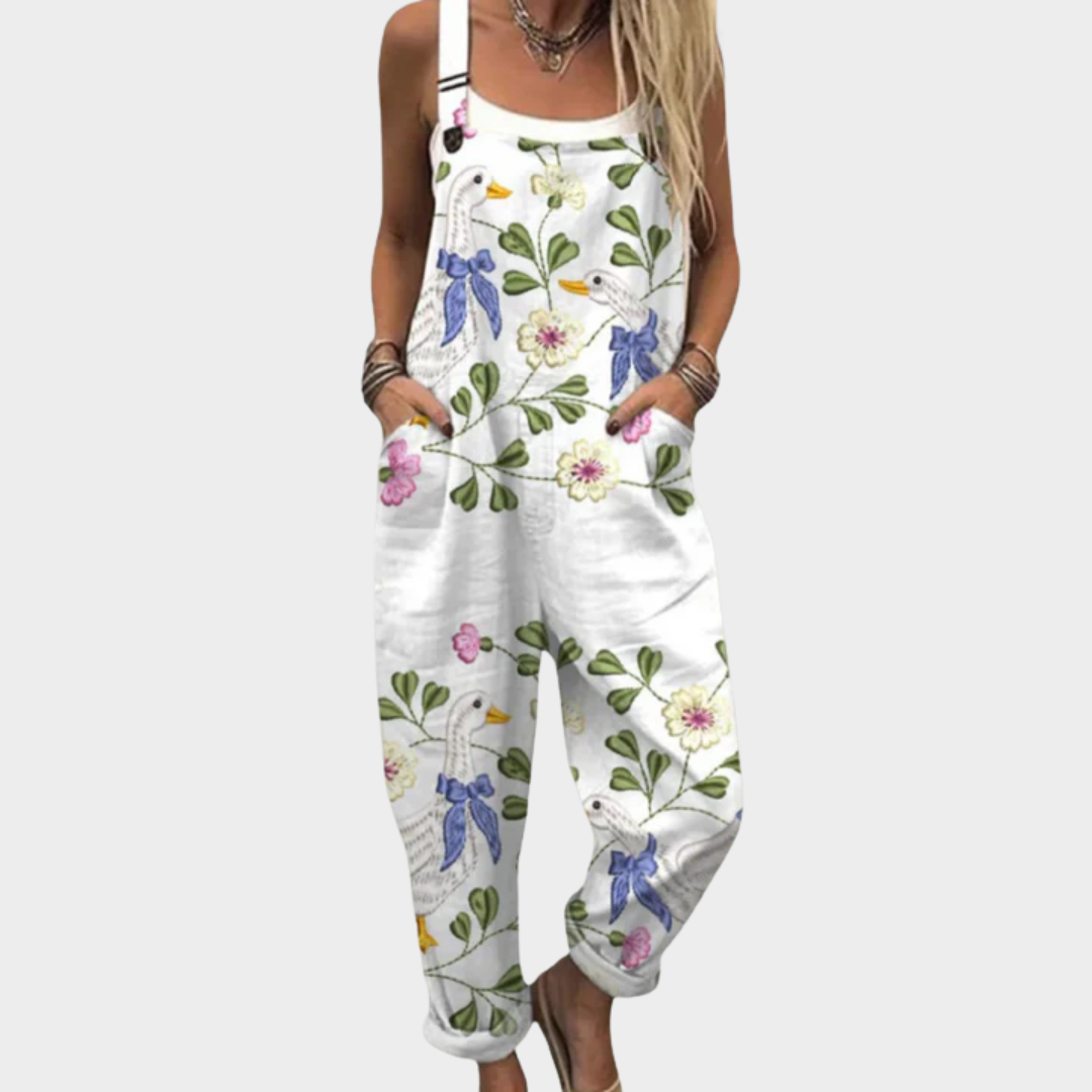 Women's Printed Relaxed Fit Dungarees