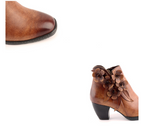 Juliette - Retro Handmade Floral Leather Solid Color Ankle Boots