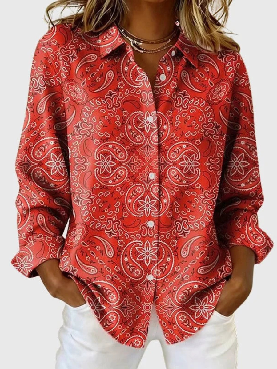 Joanna Paisley Button-Up Blouse detail
