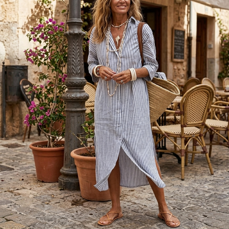 Vivienne | Elegant Striped Summer Dress