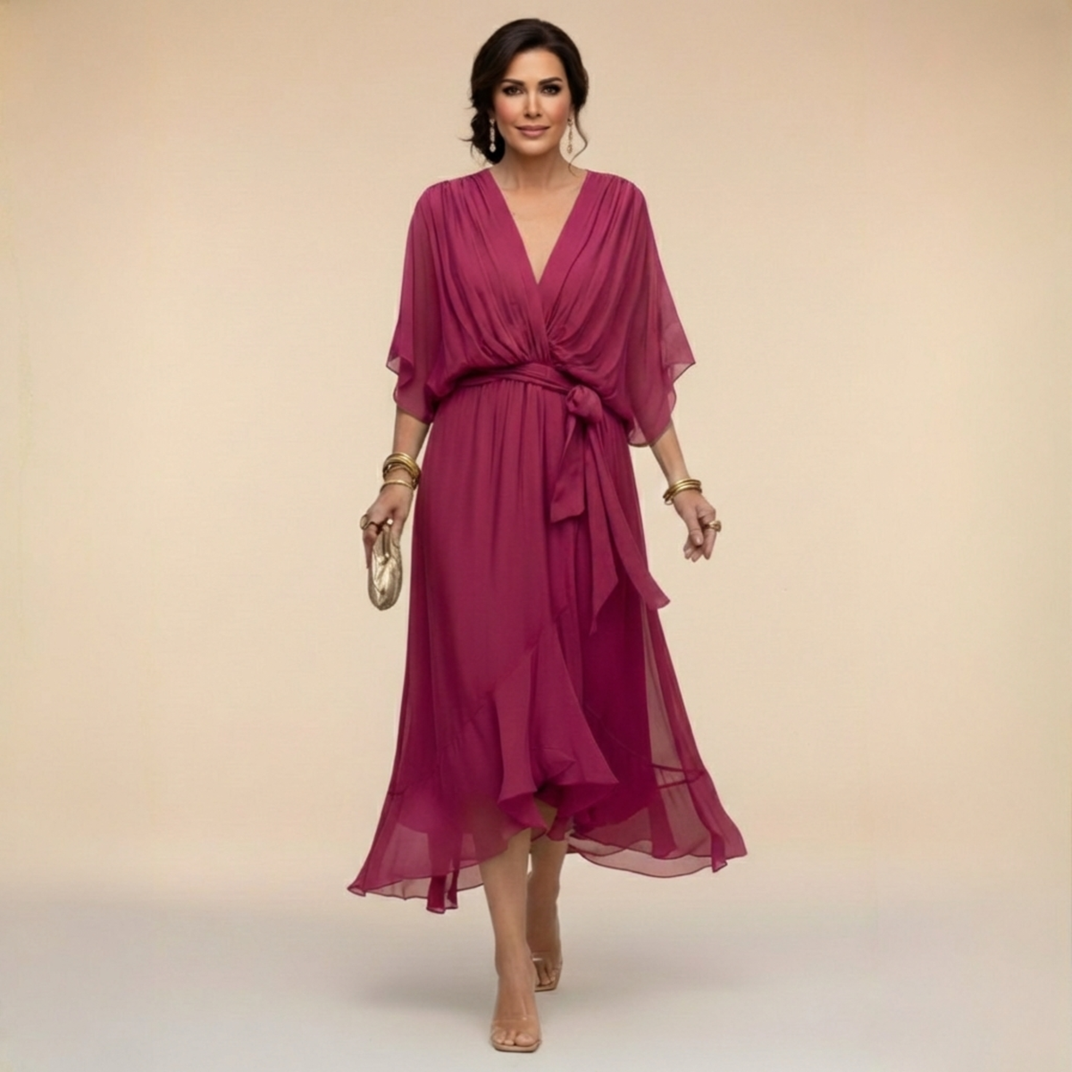 Marta™ | Sandra Chiffon V-Neck Dress