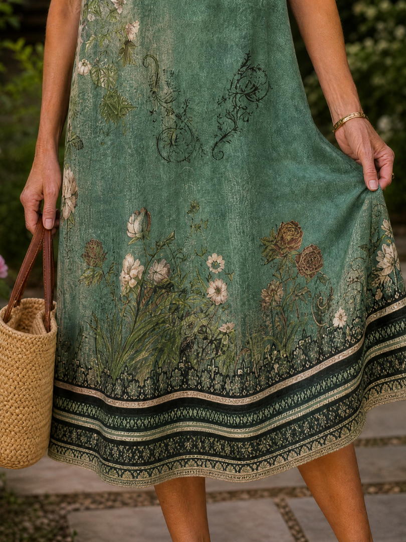Matilda | Floral Collared Short Sleeve Midi Dress