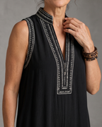 Velmira | Embroidered V Neck Sleeveless Wide Leg Jumpsuit