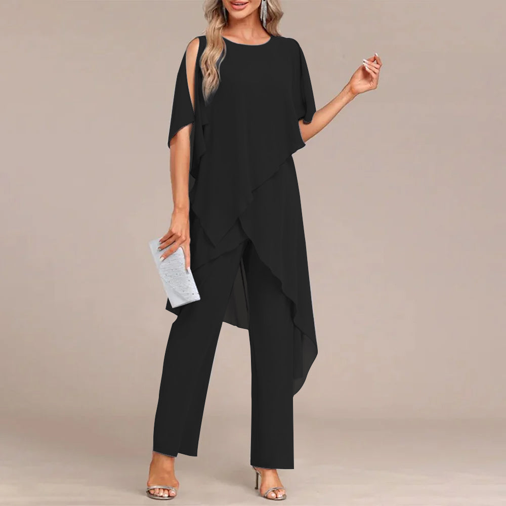Skye | Round Neck Two-Piece Set - Black