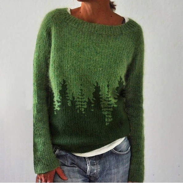 Women's Forest Graphic Knit Pullover Sweater