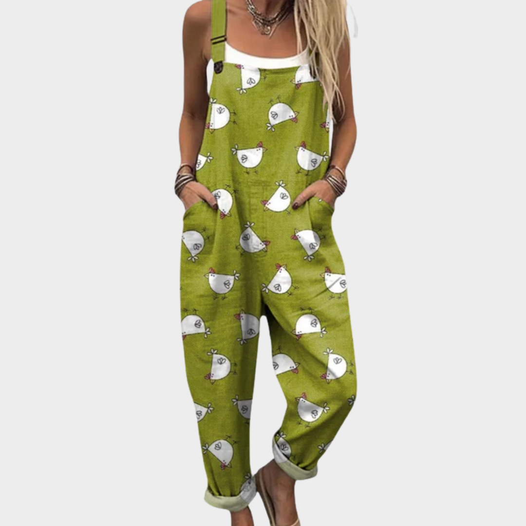 Women's Printed Relaxed Fit Dungarees