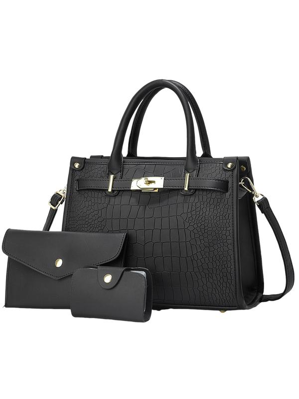 Dorothea | Crocodile Embossed Large Capacity Crossbody Handbag Set