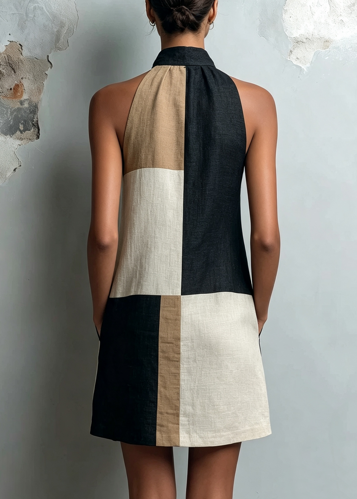 Sabrina Colorblock Halter Mini Dress