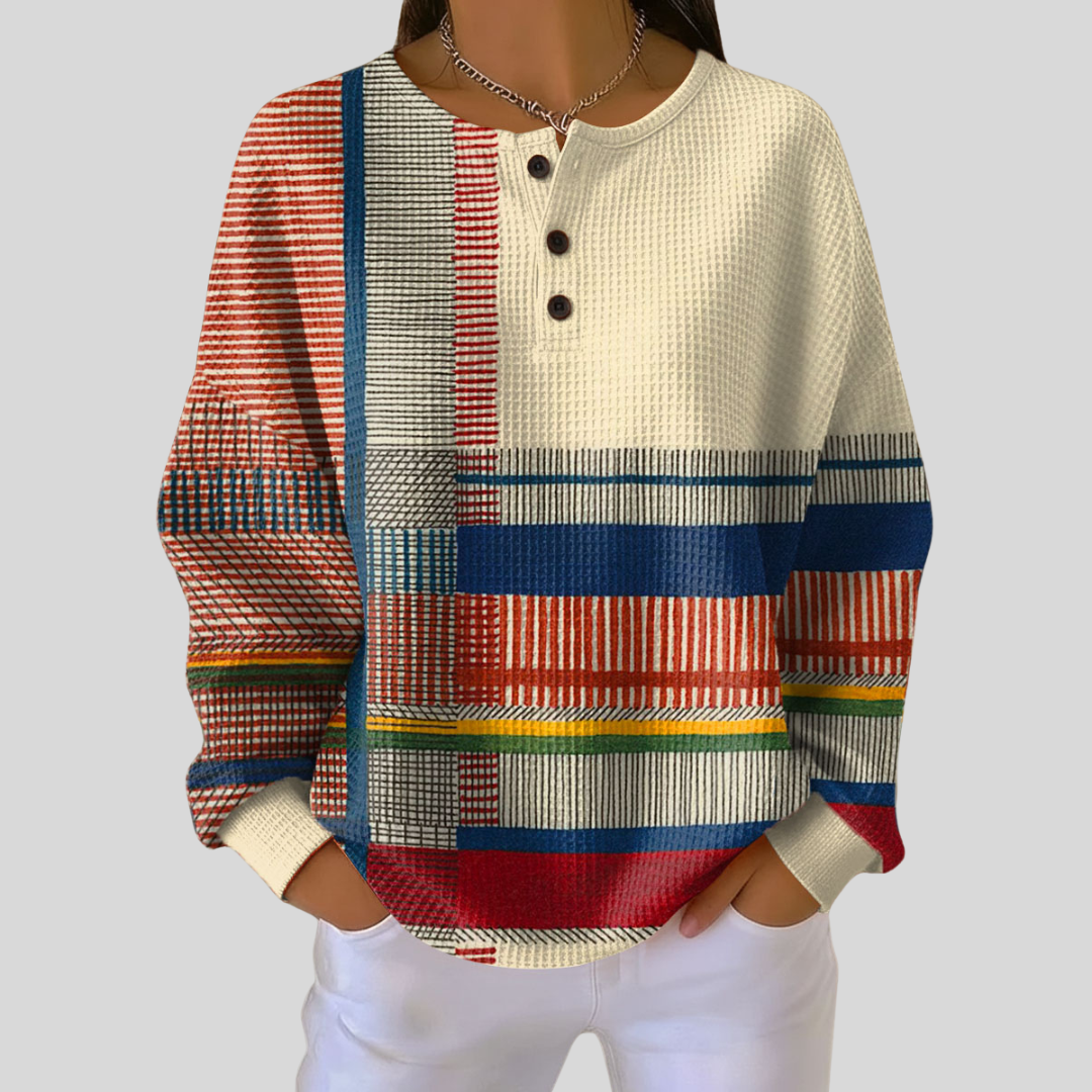 Marisela | Buttoned Henley Sweatshirt - single