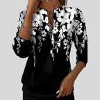 Crimson Floral Print Zip Sweatshirt - 1