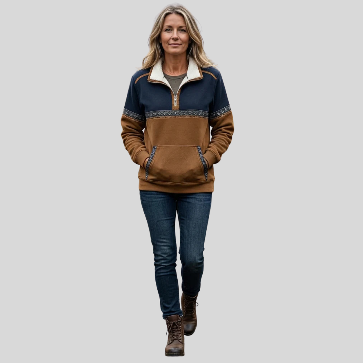 Alvette Sherpa Collar Half-Zip Pullover - 3