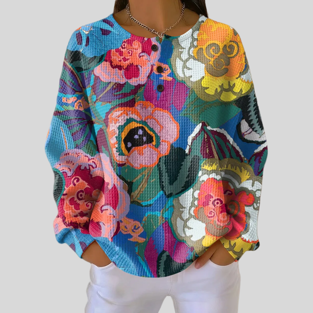 Adorna Colorful Floral Sweatshirt - Multi