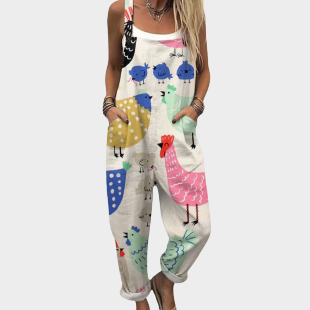 Women's Printed Relaxed Fit Dungarees