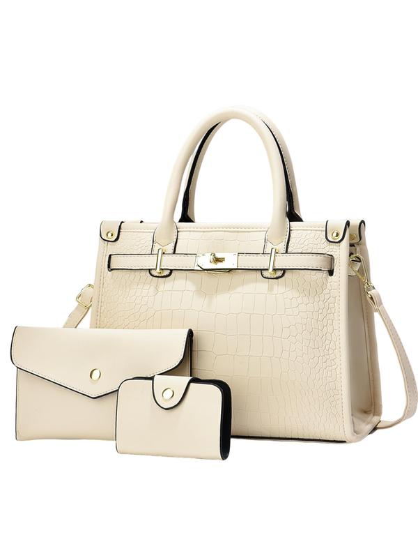 Dorothea | Crocodile Embossed Large Capacity Crossbody Handbag Set
