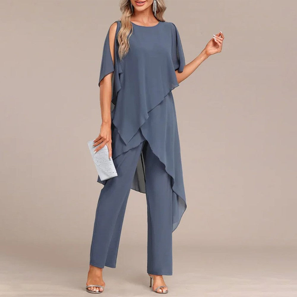 Emmeline | Flowing Overlay Two-Piece Set - Blue
