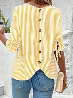 Savannah | Elegant Striped Button Detail Blouse